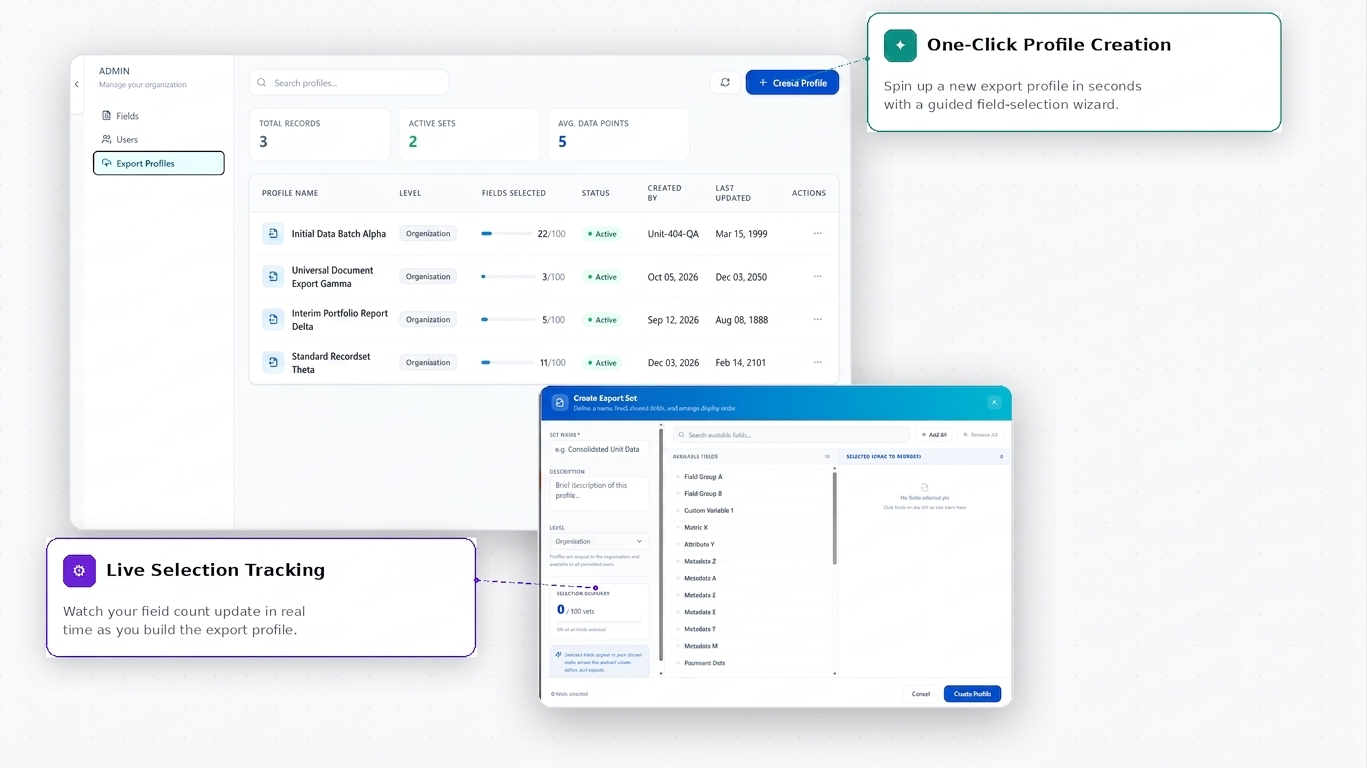 Export Profiles screenshot