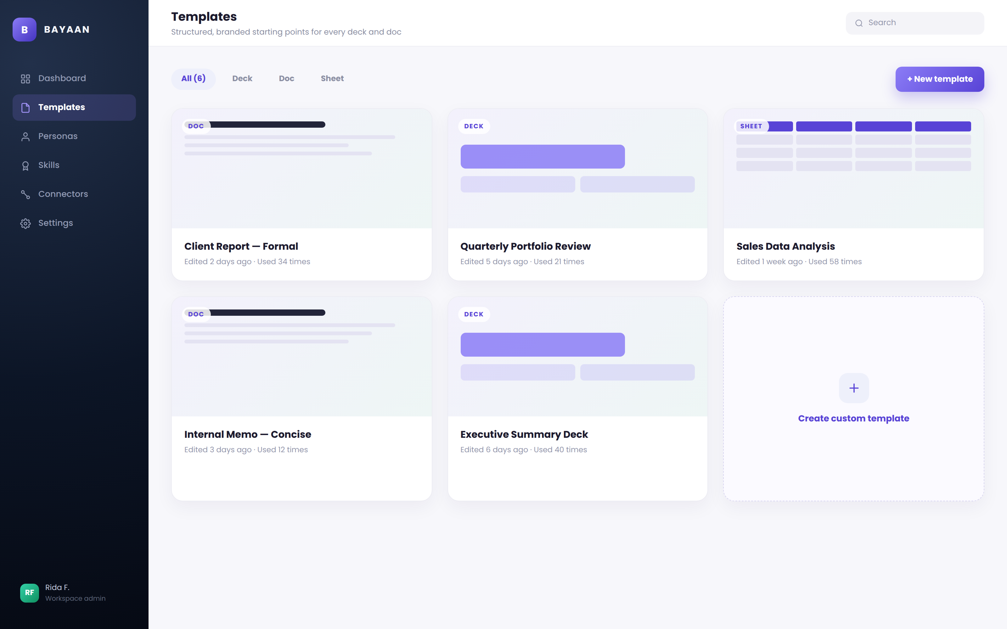 Templates preview
