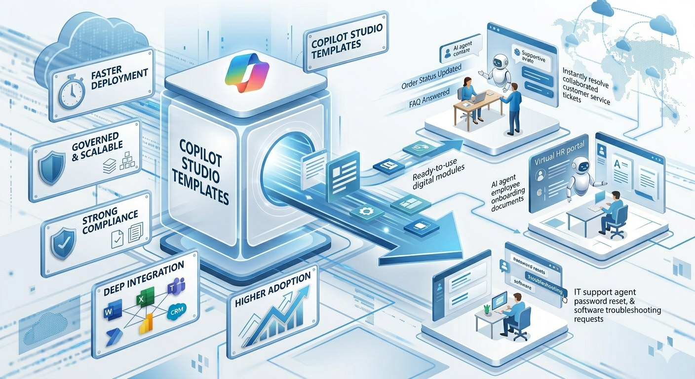 Copilot Studio enterprise templates for HR, IT helpdesk, operations, and customer support