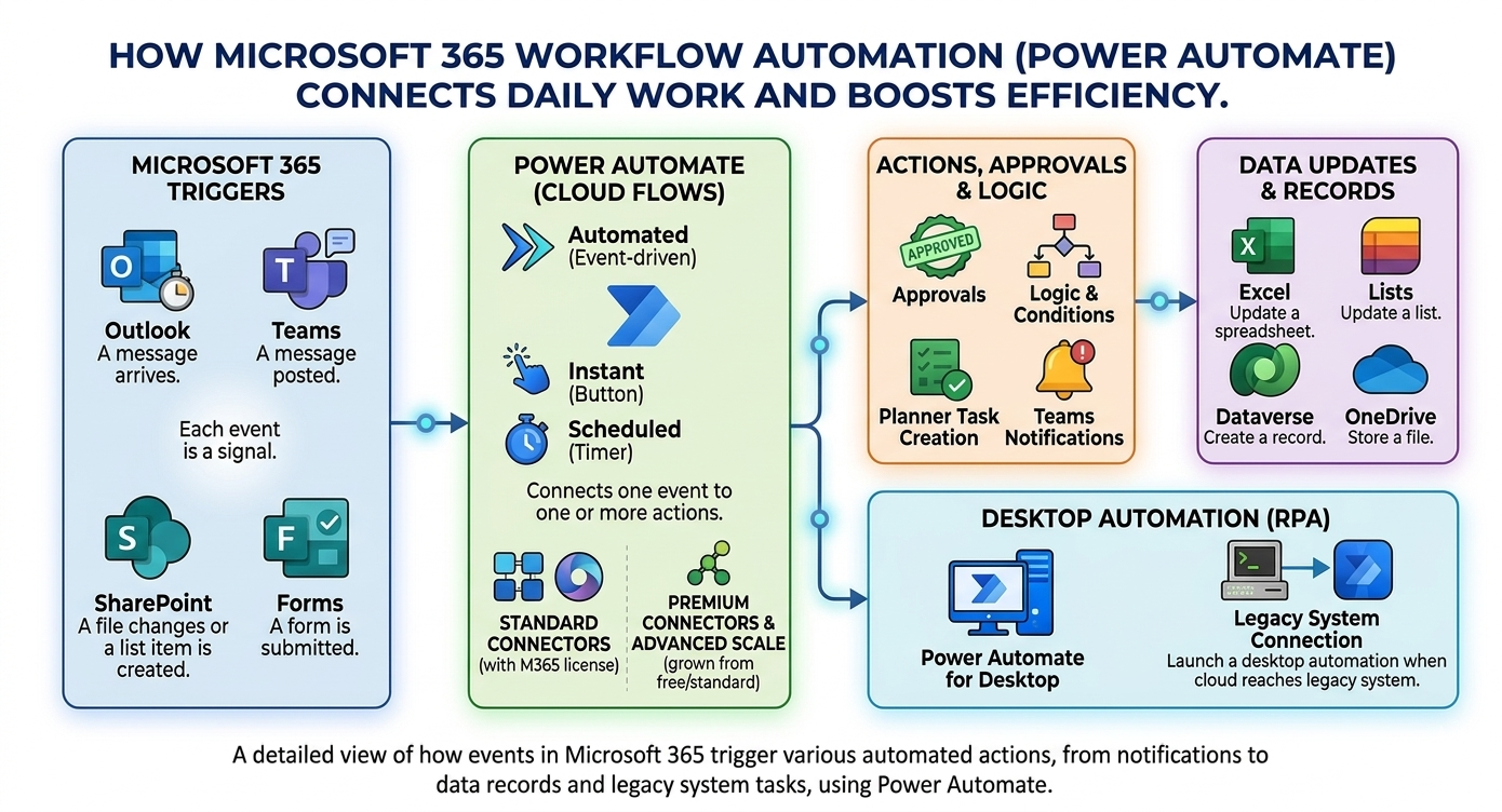 Power Automate approval workflow example using Forms, Teams notifications, and tracked approval outcomes