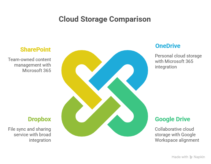 Cloud storage plan comparison overview for OneDrive tiers