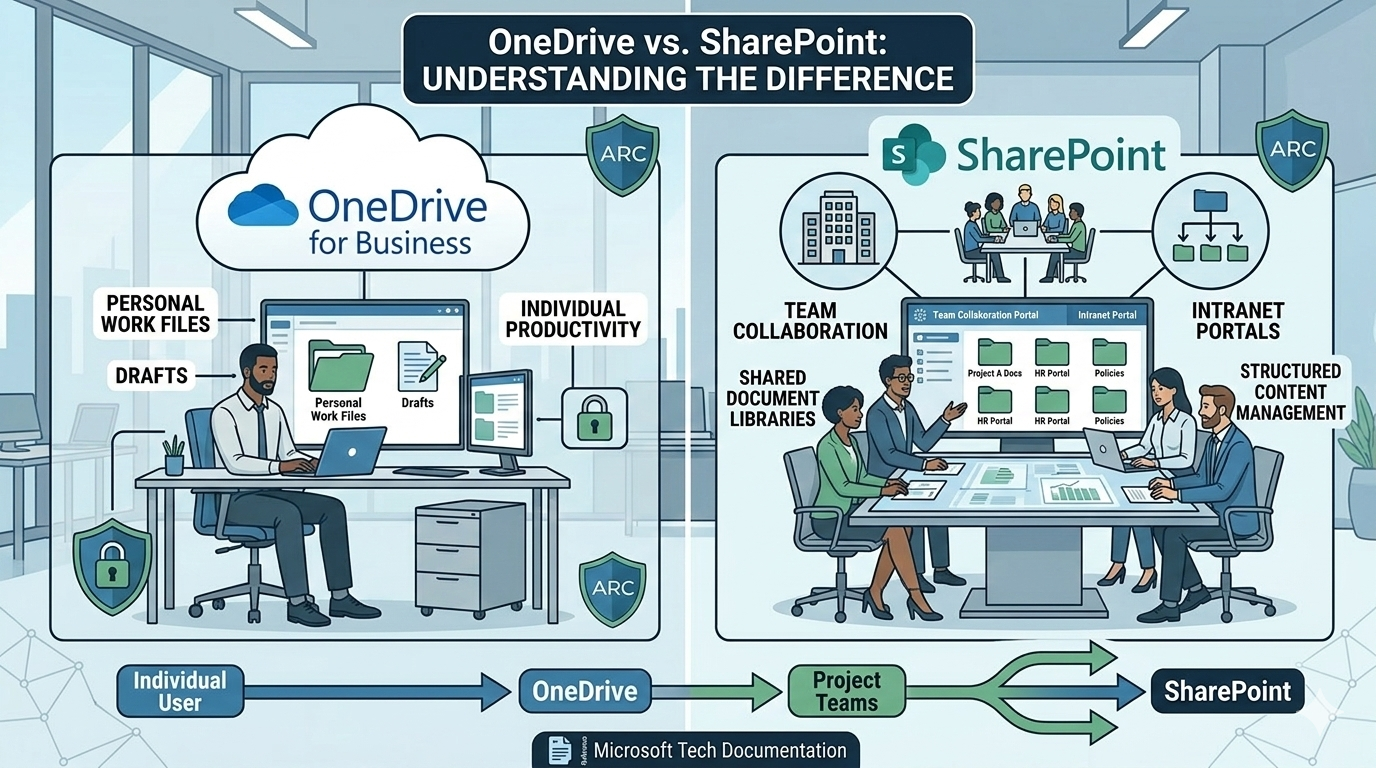 OneDrive vs SharePoint decision guide for business file strategy