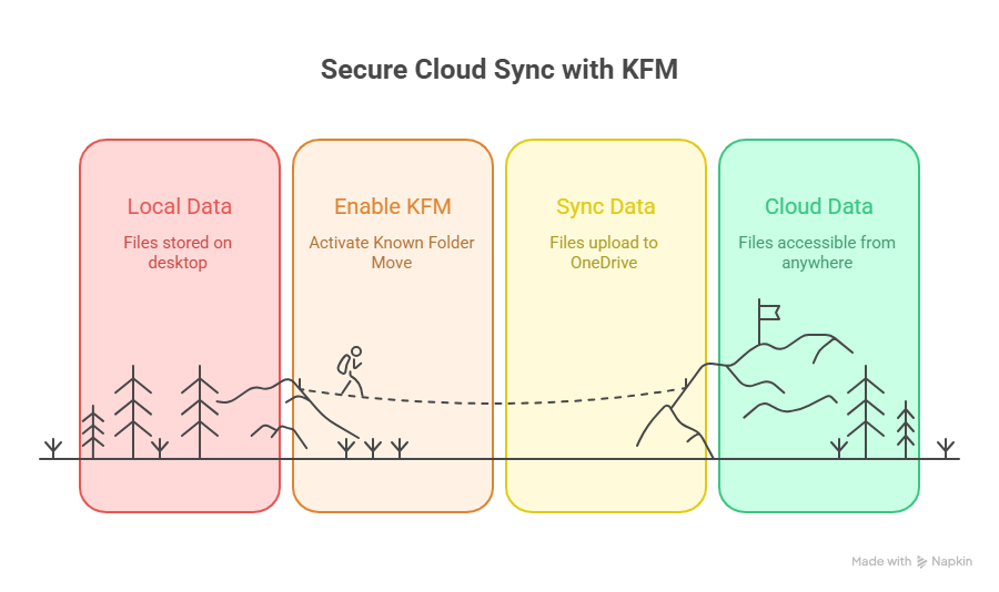 Secure cloud sync process using OneDrive Known Folder Move