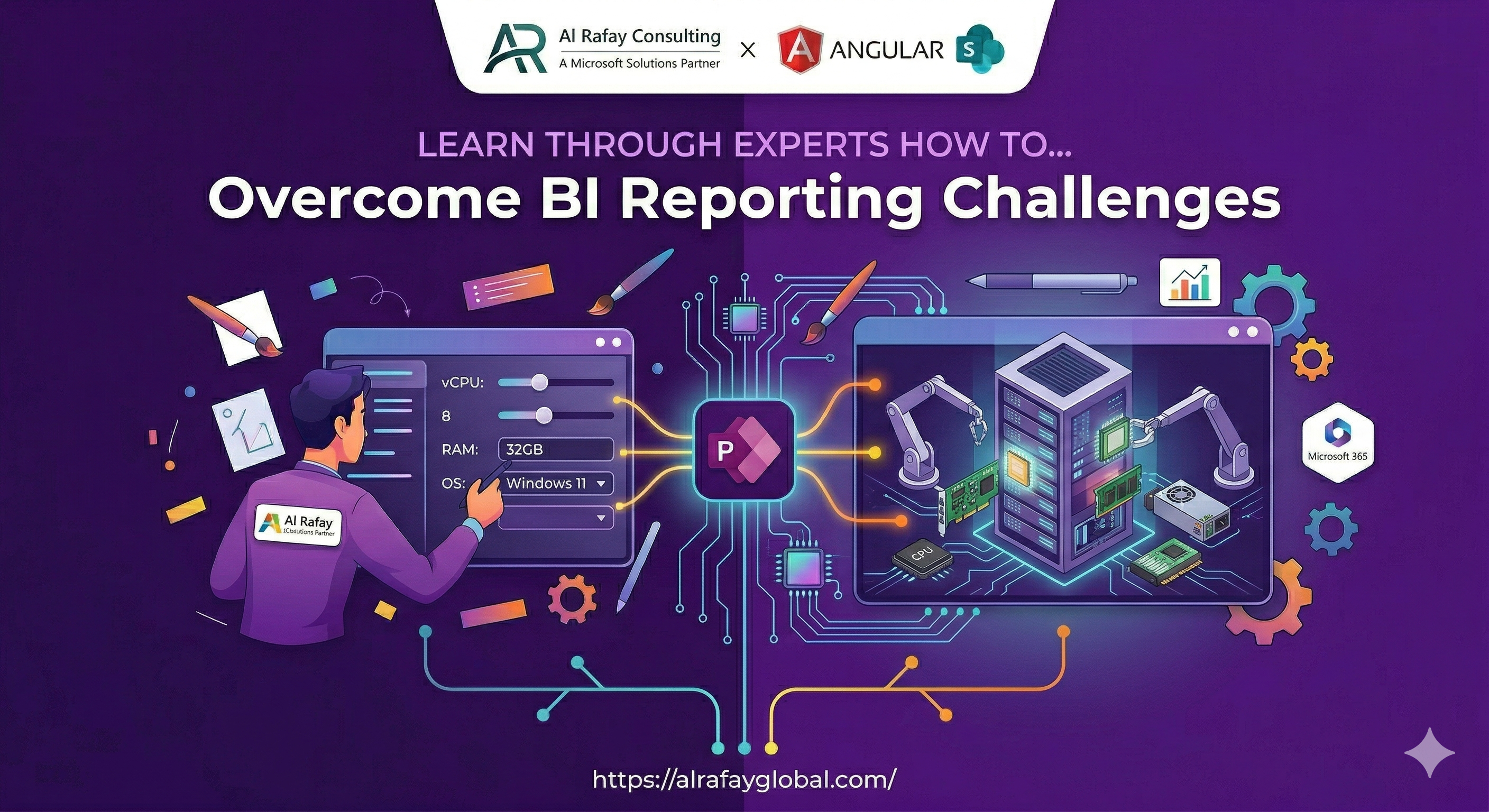 Business Intelligence reporting dashboard showing data challenges and analytics solutions