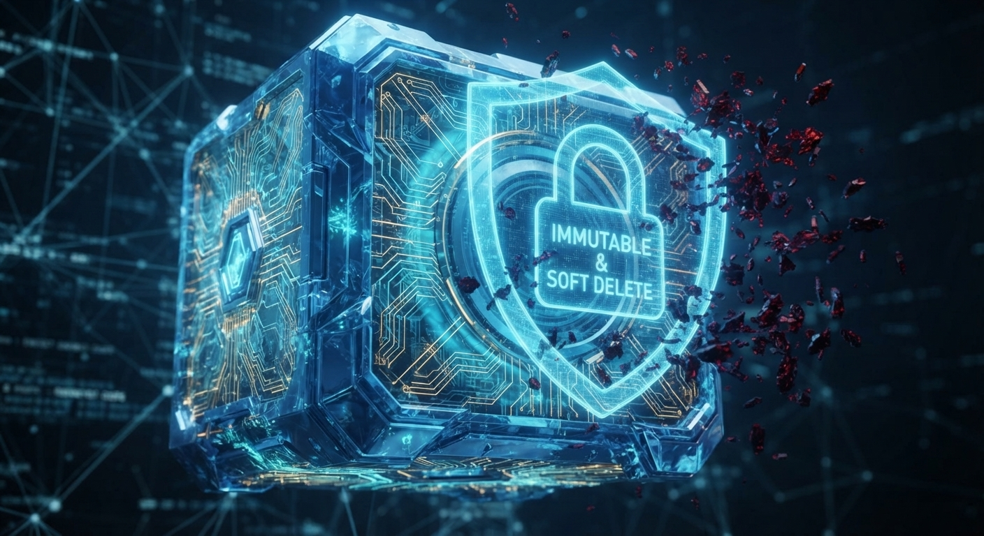 Immutable and soft delete ransomware protection visual around secured backup vault