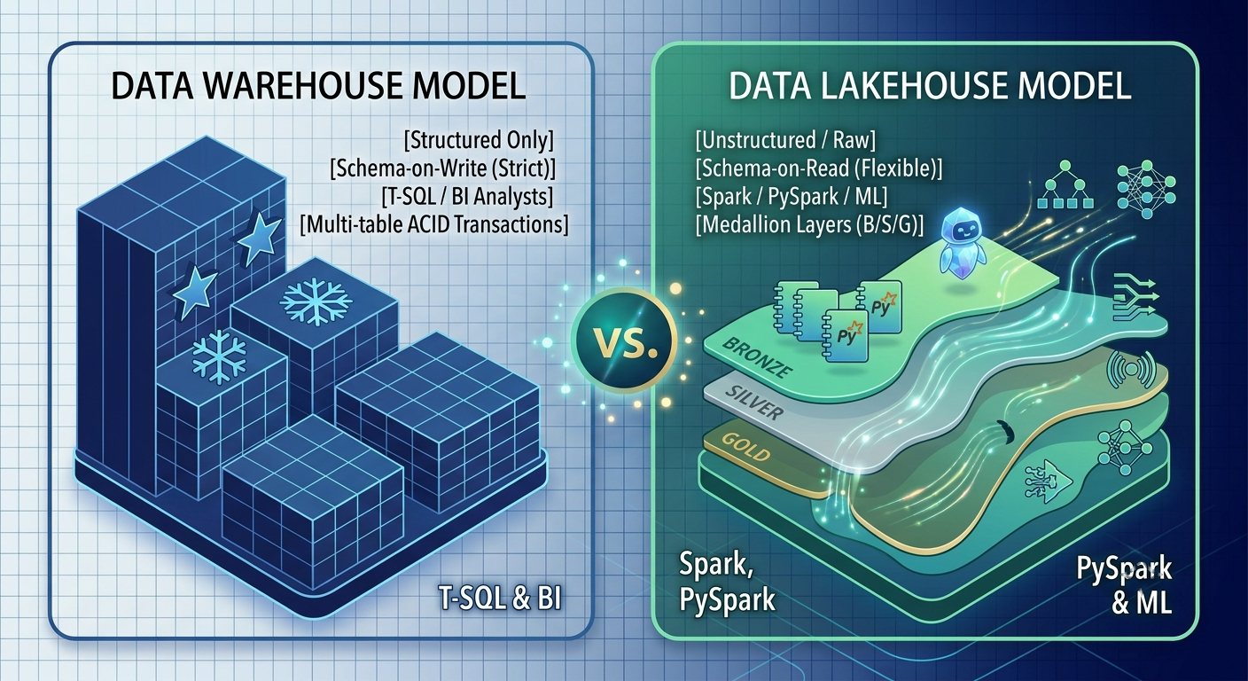 Lakehouse and data warehouse architecture comparison