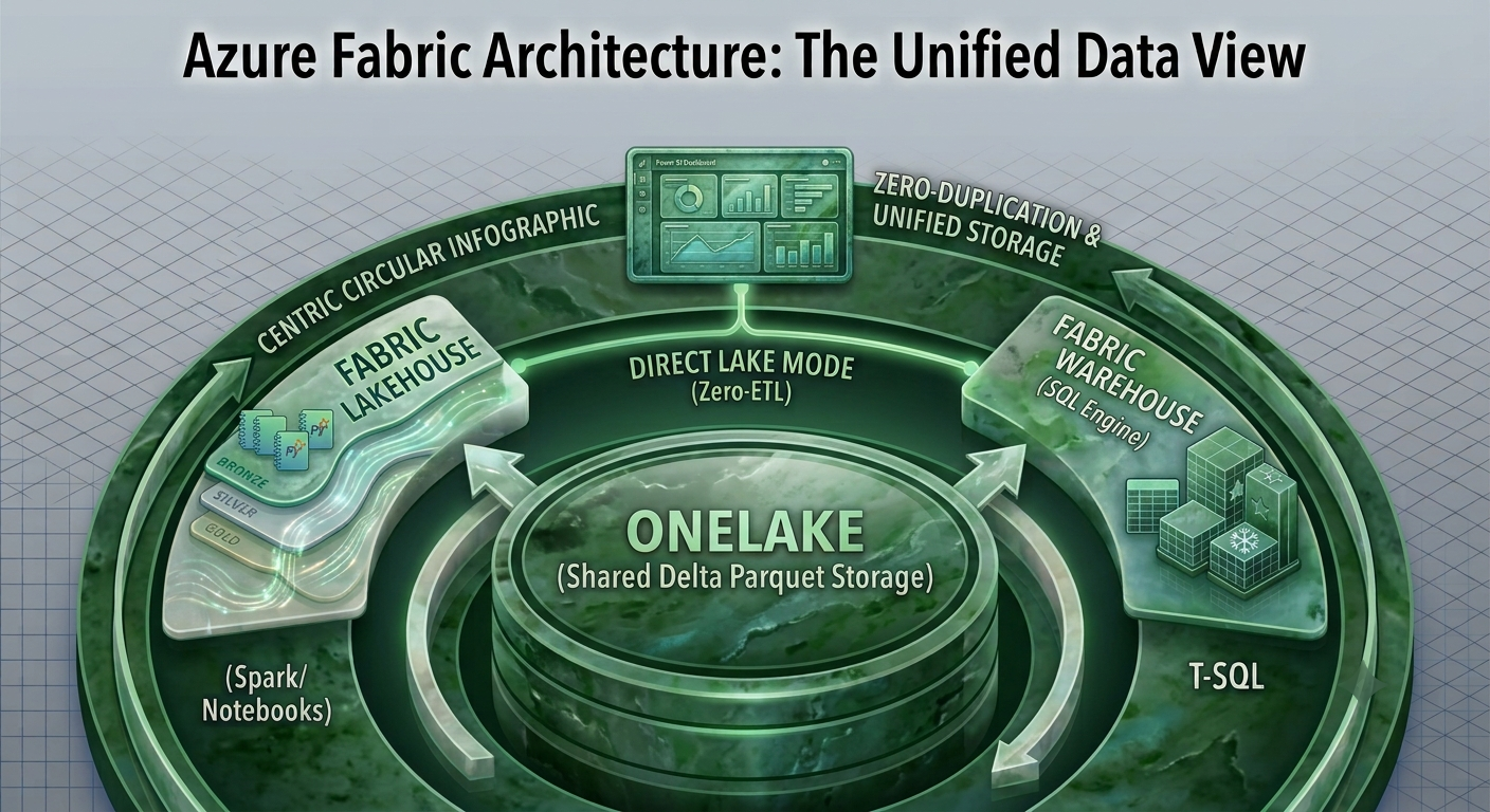 Microsoft Fabric OneLake architecture with Lakehouse and Warehouse experiences
