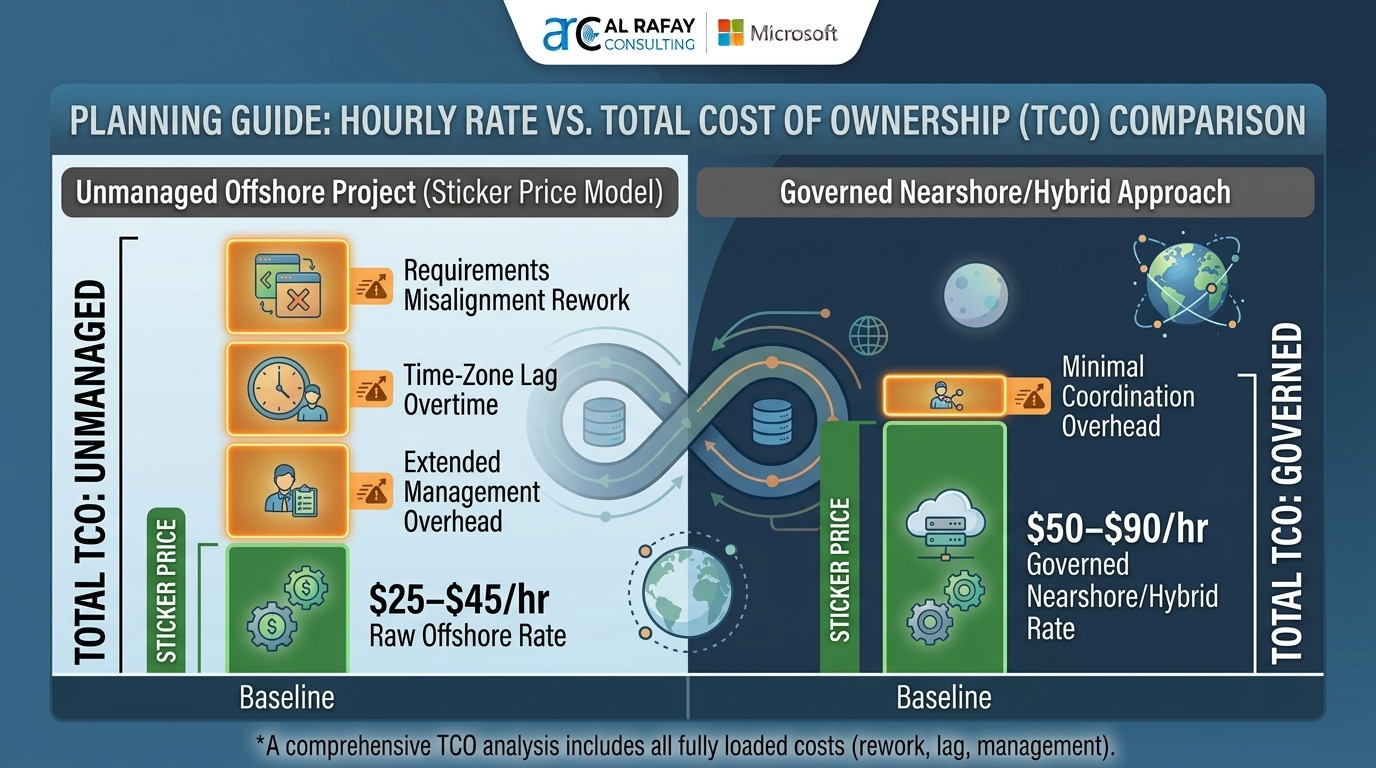 Nearshore and offshore software delivery model comparison table